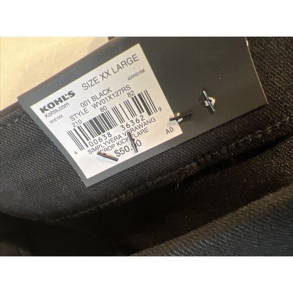 Simply Vera Wang Black Crop Flare Pants XXL Mid Rise Stretch - Picture 6 of 11